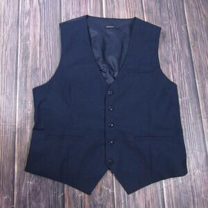 Suit Vest HISDERN Mens XL Blue Solid Polyester 3 Piece Belted Formal Waistcoat